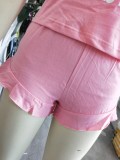 Cute Print Pink Two Piece Shorts Pajama Set