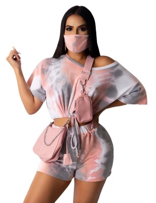 Summer Casual Tie Dye Two Piece Shorts Set