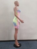 Tie Dye Sexy Straps Mini Dress