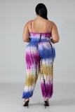 Plus Size Tie Dye Strap Jumpsuit