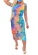 Summer Tie Dye Ripped Midi Dress