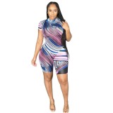 Multi-Color Sexy Bodysuit and Tight Shorts Set