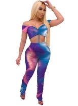 Tie Dye Sexy Crop Top and Pants Set