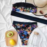 Retro Print Two Piece Bandeau Swimwear