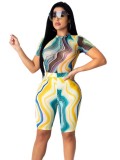 Multi-Color Sexy Bodysuit and Tight Shorts Set