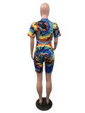 Summer Colorful Shirt and Biker Shorts Set
