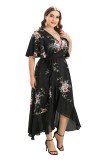 Plus Size Summer Floral Wrapped Long Dress