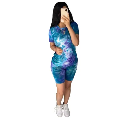 Summer Tie Dye Two Piece Leisure Shorts Set