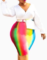 Plus Size African Two Piece Bodycon Skirt Set