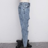 Plus Size High Waist Ripped Jeans