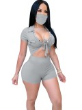 Summer Sexy Knot Bodycon Rompers with Face Cover