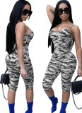 Sexy Camou Strap Bodycon Jumpsuit