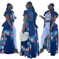 African Floral Print Casual Long Dress