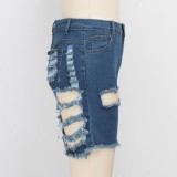 Stylish Blue Ripped Denim Shorts