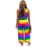 Casual Colorful Sleeveless Loose Jumpsuit