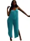 Solid Color Halter Slit Loose Jumpsuit