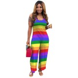 Casual Colorful Sleeveless Loose Jumpsuit
