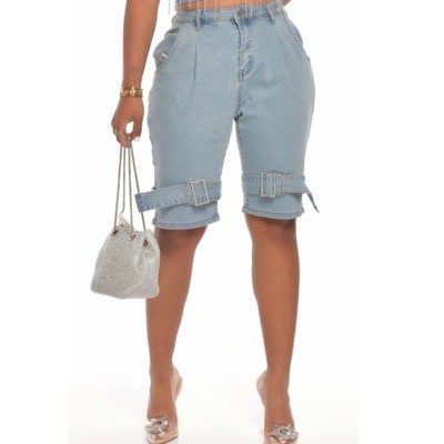 Light Blue High Waist Denim Shorts