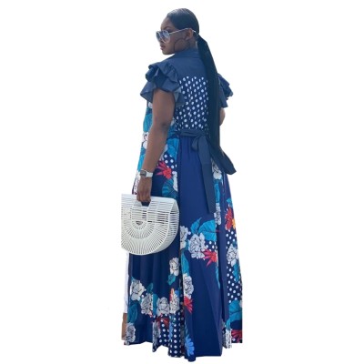 African Floral Print Casual Long Dress