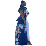 African Floral Print Casual Long Dress