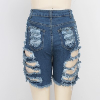 Stylish Blue Ripped Denim Shorts