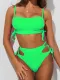 Green Sexy Two Piece High Waist Strap Swimwear