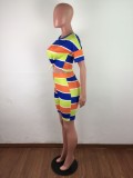 Summer Colorful Striped Crop Top and Shorts Set