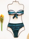 Sexy Two Piece Metallic High Waist Swimwear