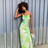 Tie Dye Elegant Halter Long Dress