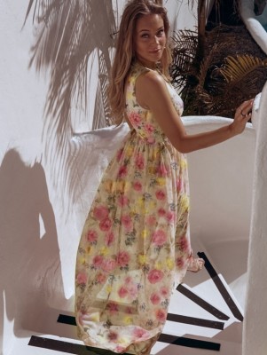 Summer Sleeveless Floral V-Neck Long Dress