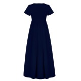 Summer Casual Solid Color O-Neck Long Dress