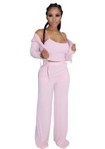 Solid Color Three Piece Matching Leisure Pants Suit