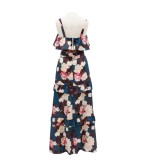Summer Floral Strap Crop Top and Maxi Skirt Set