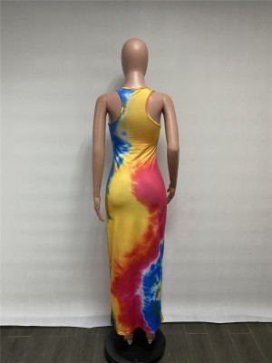 Tie Dye Stylish Fit Long Tank Dress
