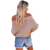 Solid Color Bat Sleeving Striped Sweater