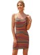 Colorful Striped Sexy Straps Tight Mini Dress