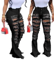 African Stylish High Waist Damaged Jeans