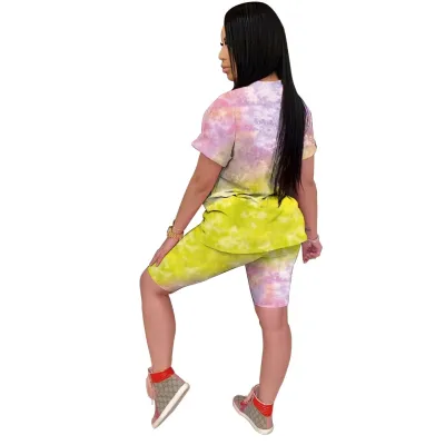 Summer Tie Dye Two Piece Shorts Set