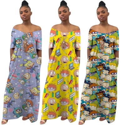 Casual Cute Print Summer African Long Dress