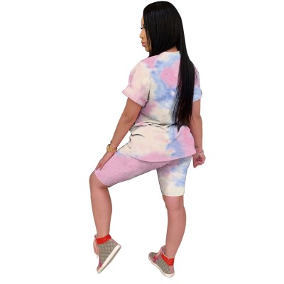 Summer Tie Dye Two Piece Shorts Set