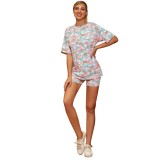 Summer Camou Two Piece Shorts Leisure Suit
