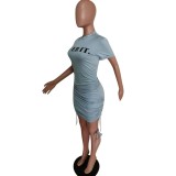 Print Sexy Tight Ruched Mini Dress
