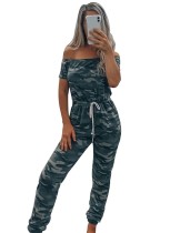 Casual Off the Shoulder Camou Jumpsuit