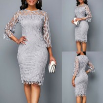 Mother of the Bride Grey Midi Gown
