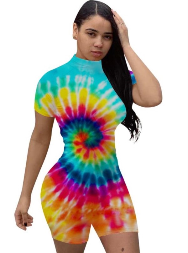 Sexy Tie Dye African Bodycon Rompers