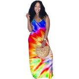 Tie Dye Strap African Long Dress