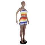 Colorful Striped Sexy Sleeveless Bodycon Rompers