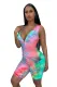 Sexy Sleeveless Tie Dye Zipper Bodycon Rompers