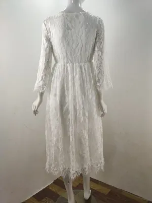 Summer White Lace Pregenant Prom Dress