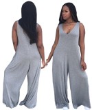 Casual African Sleeveless V-Neck Loose Jumpsuit